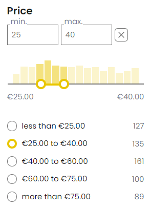 Number range with prices