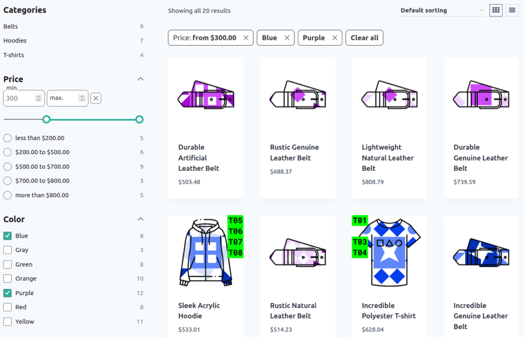 Sidebar presented on a frontend