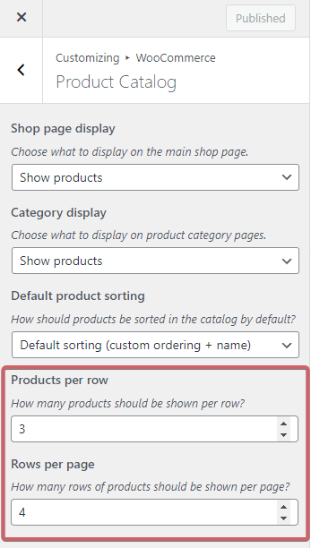 How to set products per page