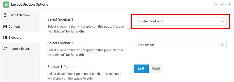 Avada Layout Section Options