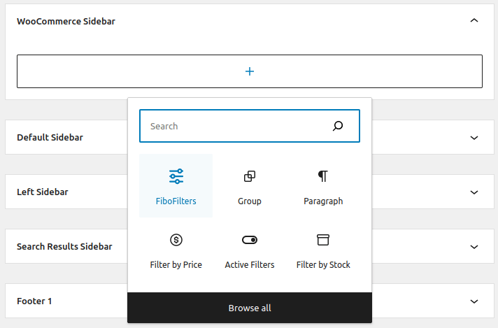 FiboFilters: add filters to OceanWP sidebar
