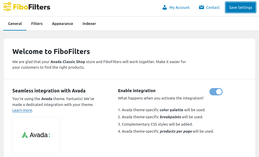 FiboFilters: integration with Avada