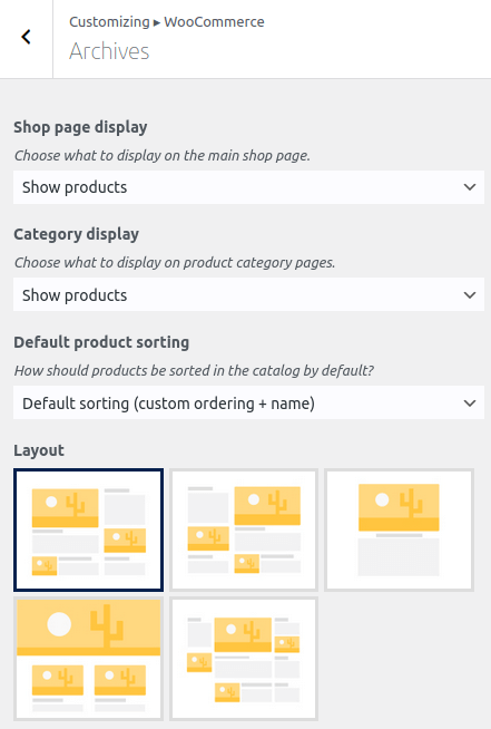 OceanWP: select WooCommerce page layout