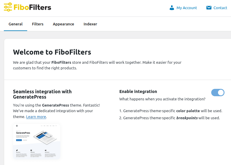 Integrate FiboFilters with GeneratePress