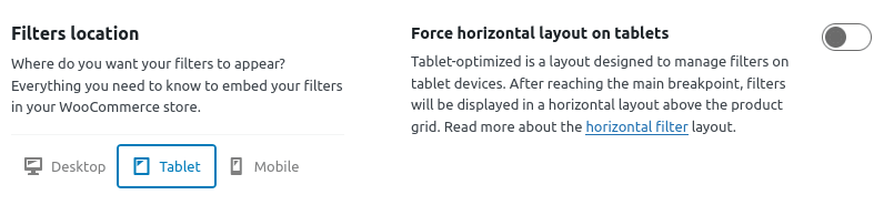 FiboFilters: disable horizontal layout on tablets