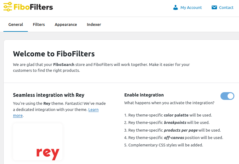FiboFilters integration with the Rey theme