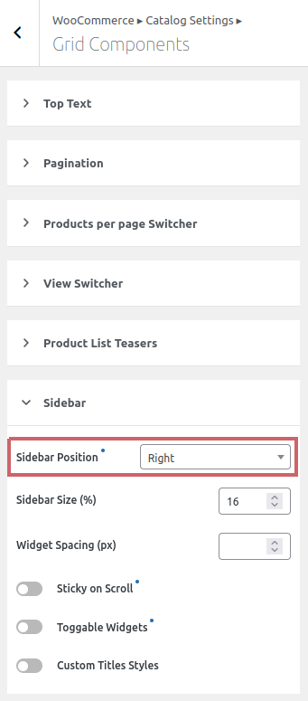 Rey: set WooCommerce sidebar position