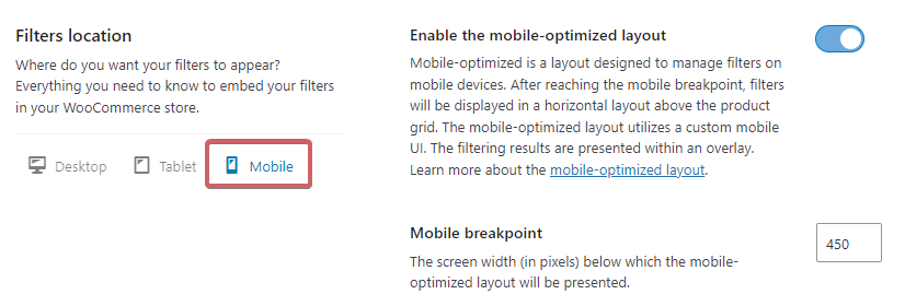 Enable the mobile-optimized layout