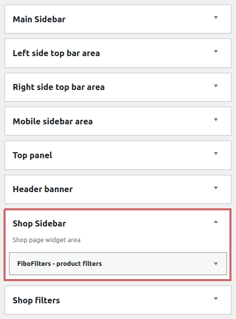 Add the FiboFilters widget to the XStore shop sidebar