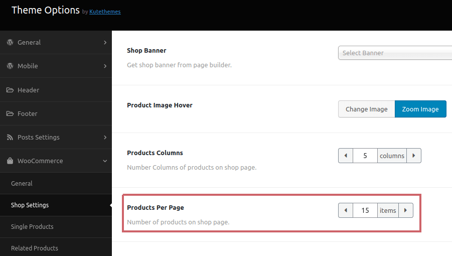 Specify the number of products per page in Armania