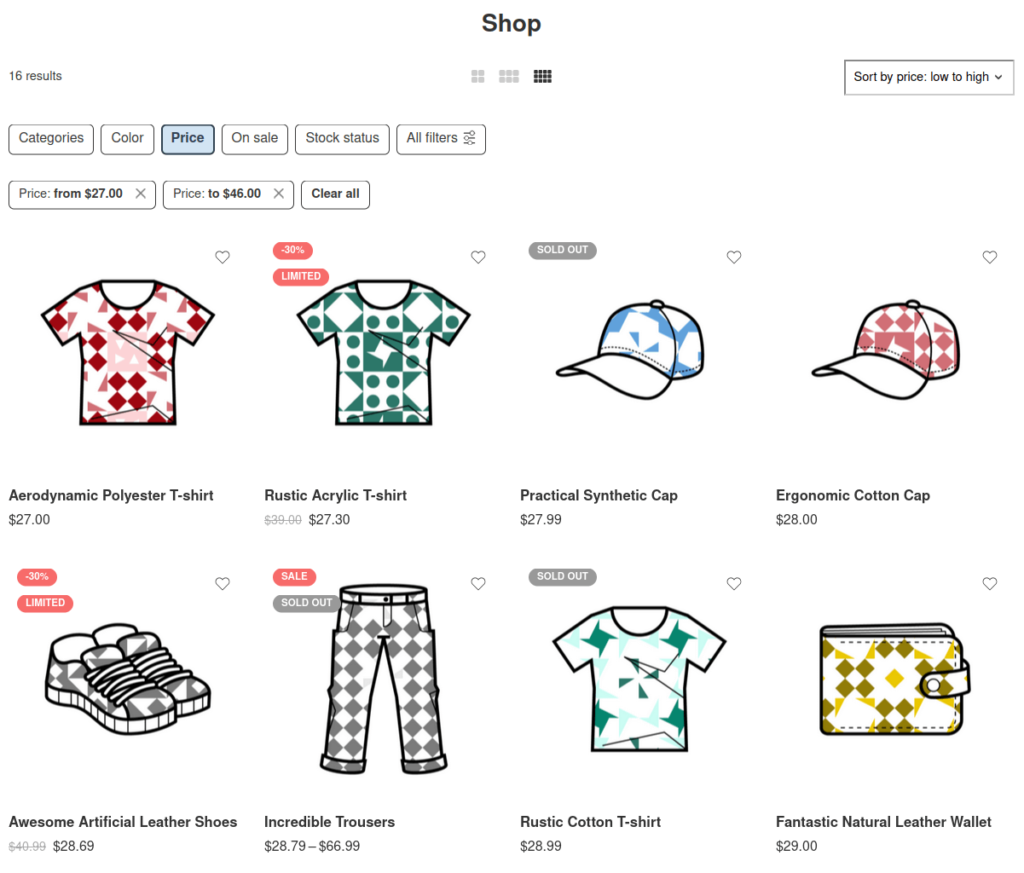 FiboFilters above products in Elessi theme