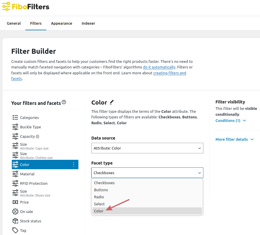 FiboFilters: color filter for color swatches