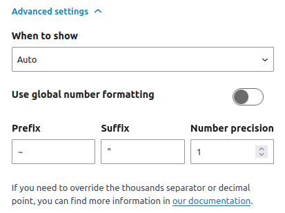 FiboFilters: set prefix, suffix and number precision for a given filter.