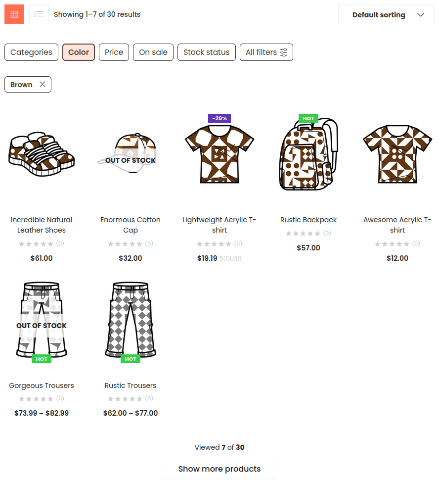 FiboFilters above products in Puca theme