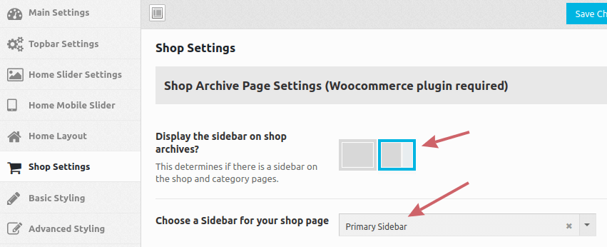 Enable the sidebar on shop pages in the Virtue theme