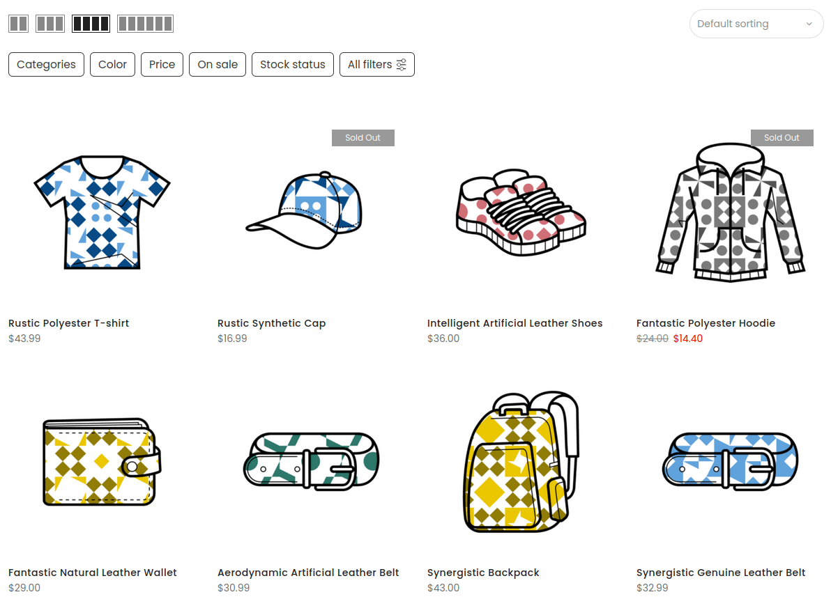 FiboFilters above products in Claue theme