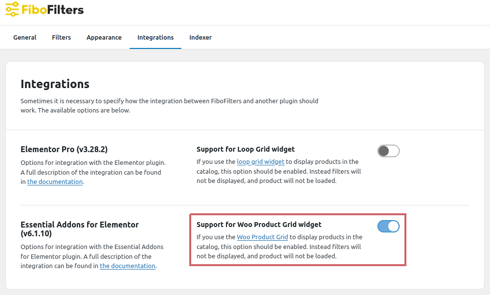 FiboFilters: enable integration with Woo Product Grid from Essential Addons for Elementor