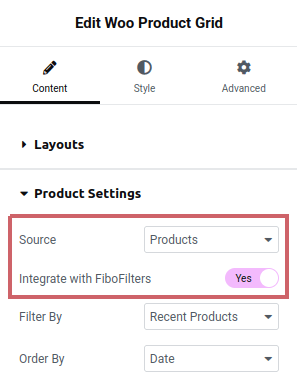 Woo Product Grid: enable integration with FiboFilters on a single page