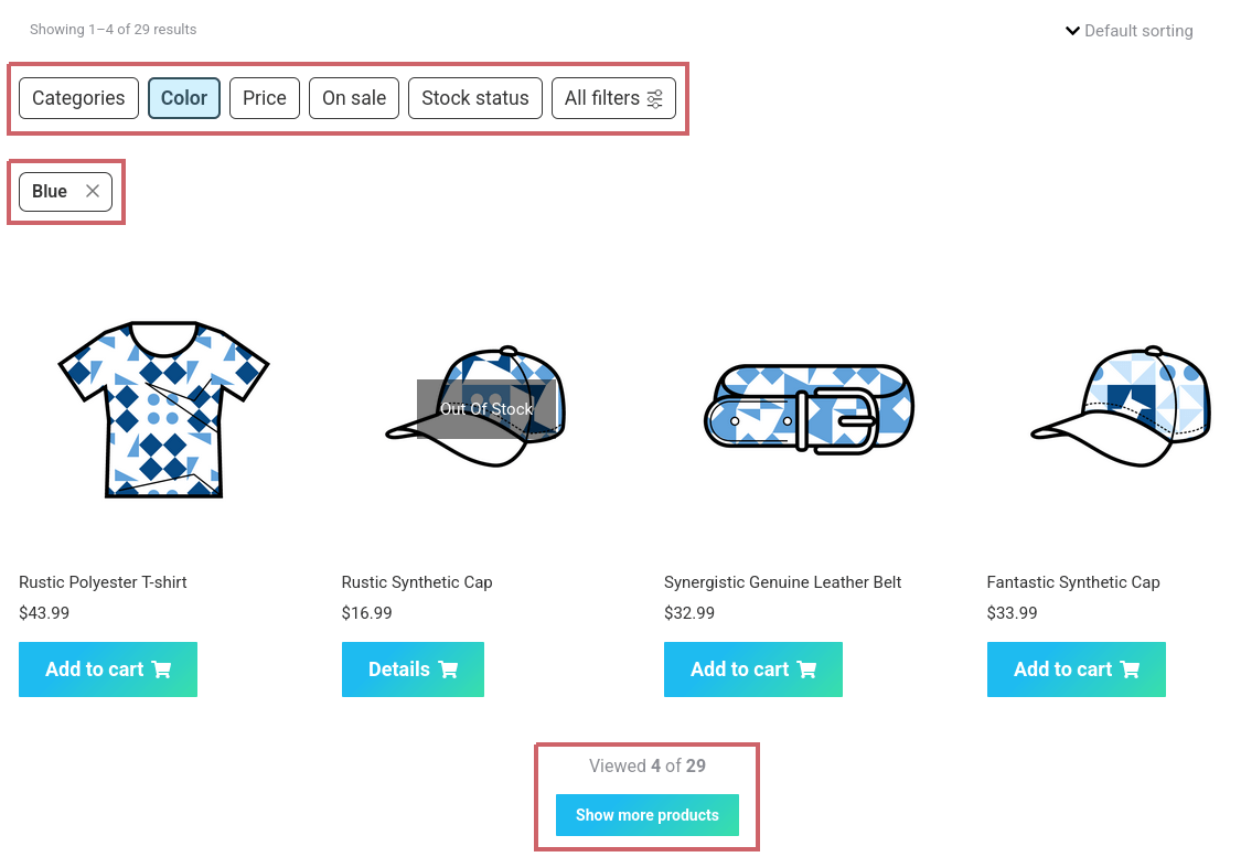 FiboFilters integrated with The7 Elementor Products widget