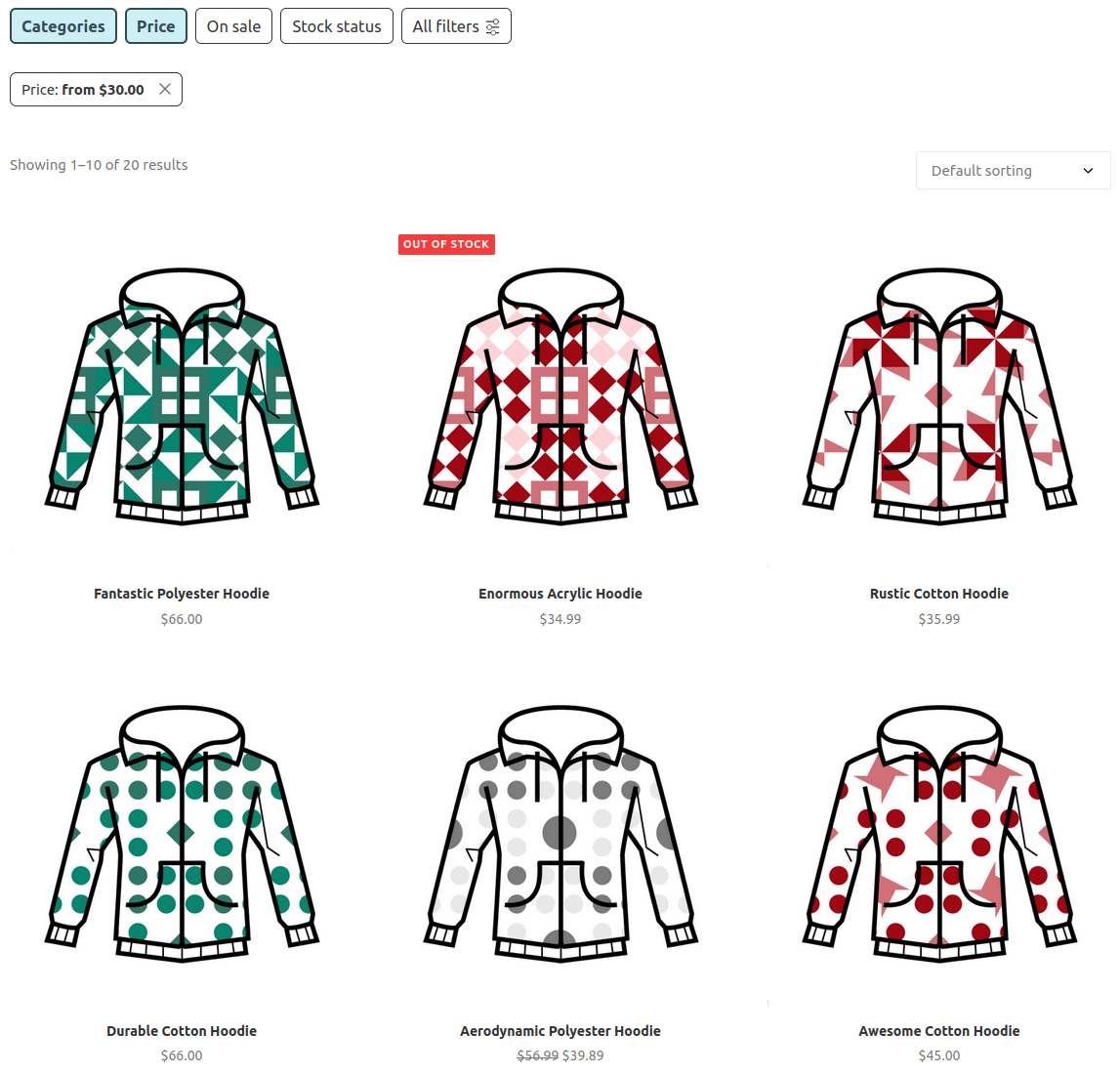 FiboFilters above products in the Uncode theme