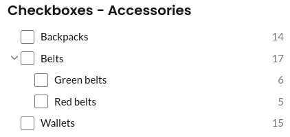 FiboFilters: hierarchical filter based on part of product categories