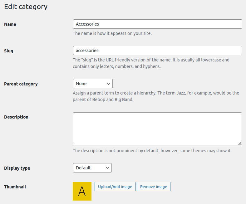 WooCommerce category thumbnail image