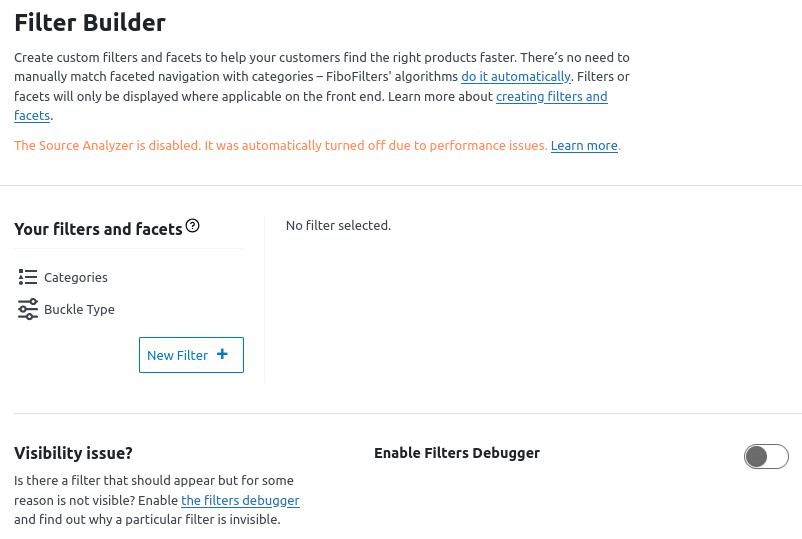 FiboFilters: source analyzer disabled automatically