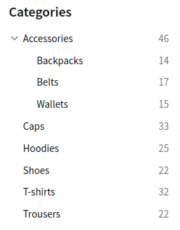 FiboFilters: hierarchical category links
