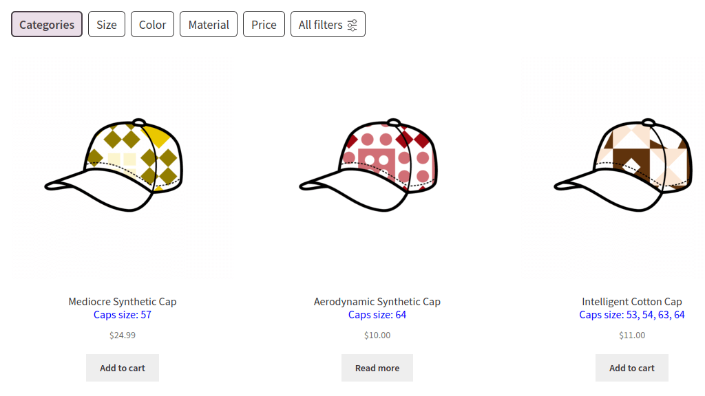 FiboFilters: products with multiple numbers