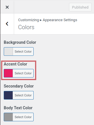 Set accent color in Hestia