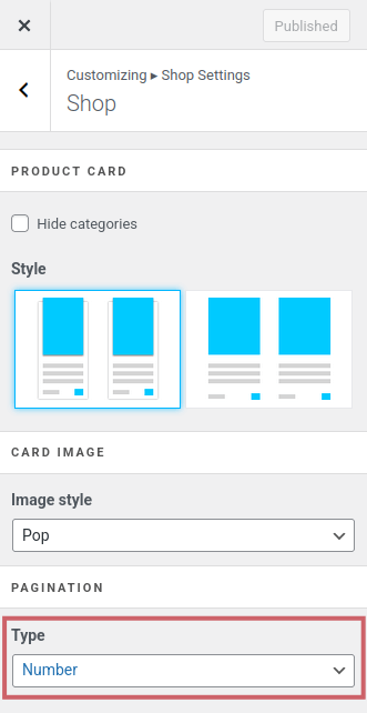 Set pagination type in Hestia theme
