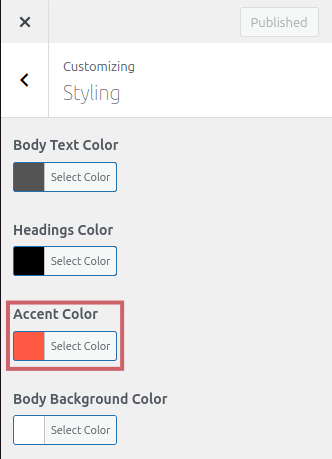 Set accent color in Shopkeeper theme