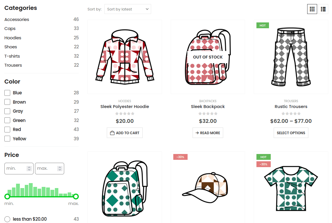 FiboFilters in Porto sidebar