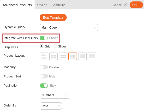 FiboFilters: enable integration with Shoppe Advanced Products widget