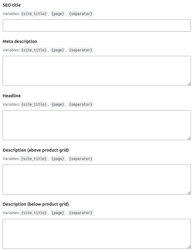FiboFilters: create templates for an SEO rule - set meta tags, headline and body copy