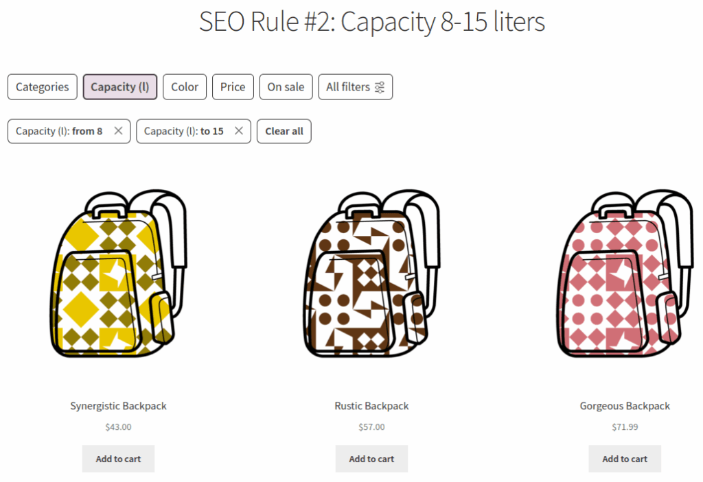 FiboFilters SEO rules: matching rule wins